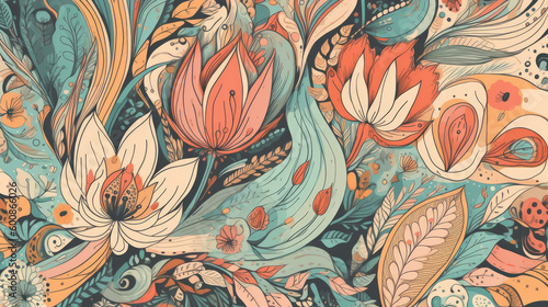 Boho Flowing Floral Wallpaper. 16 9 ratio