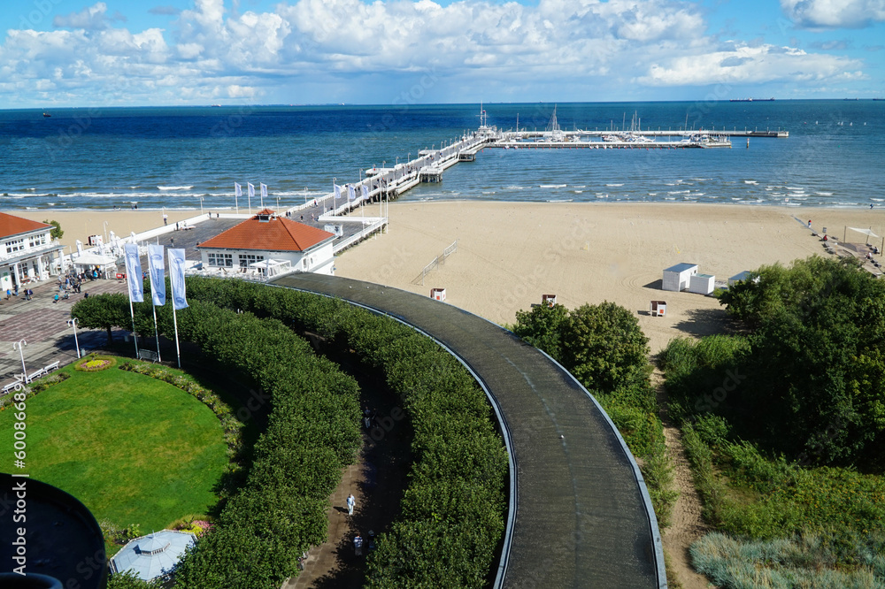 View from the lighthouse in Sopot to the shore of the Baltic Sea. Poland. View from the lighthouse in Sopot to the shore of the Baltic Sea. Poland.