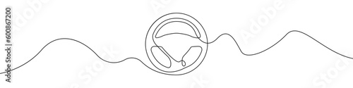 Steering wheel sign line continuous drawing vector. One line Steering wheel vector background. Steering wheel icon. Continuous outline of Steering wheel. Linear Steering wheels designs.