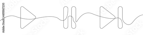 Multimedia buttons sign line continuous drawing vector. One line Multimedia buttons vector background. Multimedia buttons icon. Continuous outline of Multimedia buttons. Linear Multimedias button desi