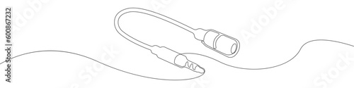 Audio jack 3.5 mm output sign line continuous drawing vector. One line Audio jack 3.5 mm output vector background. Audio jack 3.5 mm output icon. Continuous outline of Audio jack 3.5 mm output. Linear