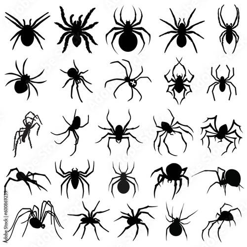 Arachnophobia Alert - Set of 25 Spider Stock Vector Silhouettes for Halloween Design