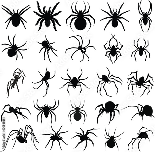 Arachnophobia Alert - Set of 25 Spider Stock Vector Silhouettes for Halloween Design © mheamin