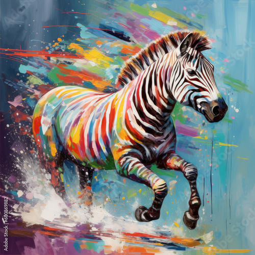 spirit animal colorful Zebra illustration - by generative ai