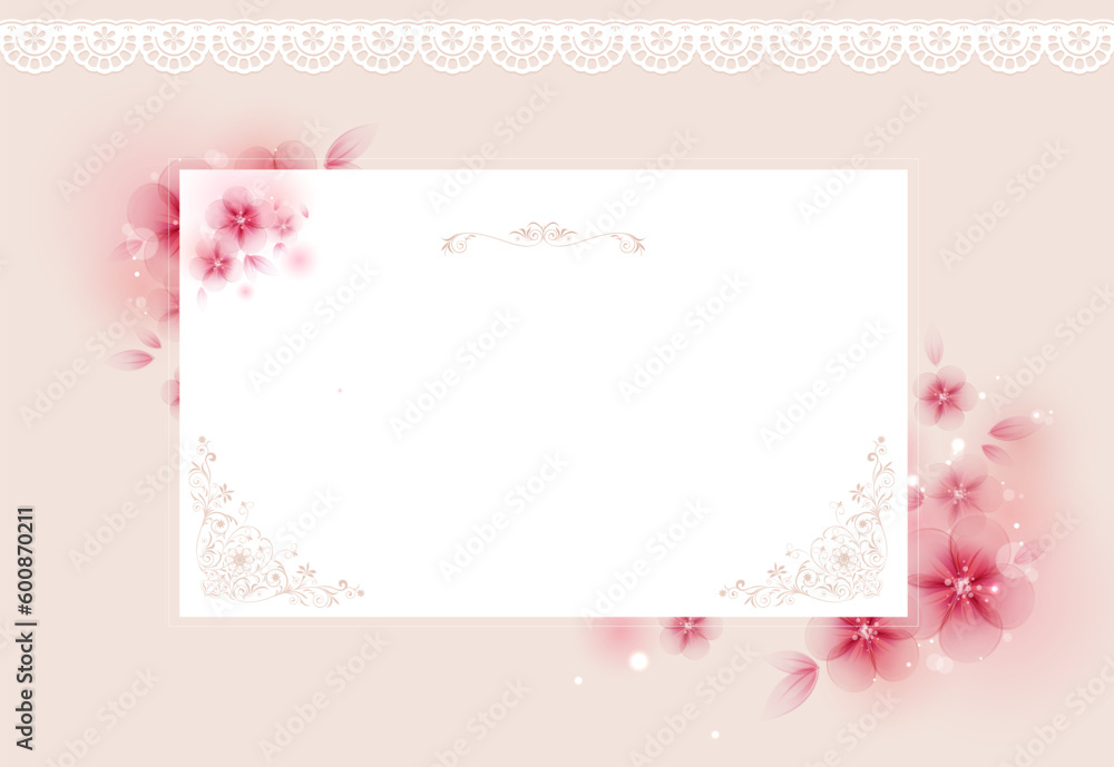  classic premium wedding birthday ceremony invitation post card event celebration greeting message frame vintage romantic background vector frame pink white flora flower