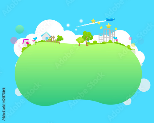 nature city harmony landscape kindergarden cartoon vector landscape