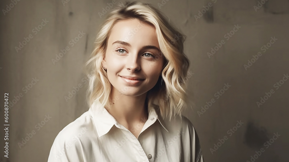 A young girl dressed in jeans and a white shirt stands on a gray background, generative AI tools
A young girl dressed in jeans and a white shirt stands on a gray background, generative AI tools