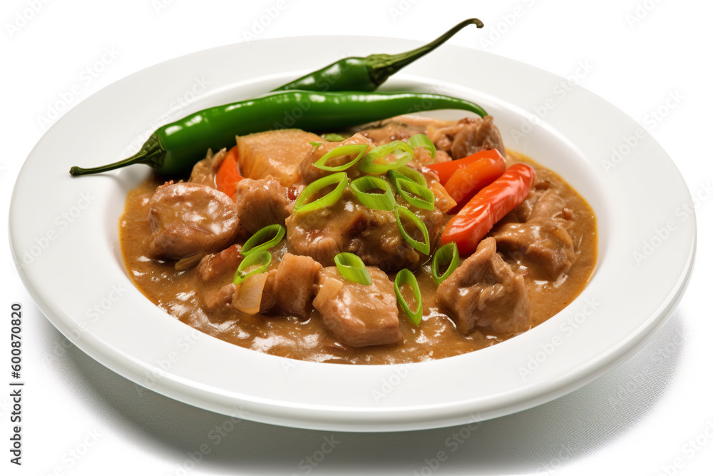 Bicol express - a spicy stew with pork, shrimp paste, and chilies, Generative AI Filipino dish, food from Philippines Bicol express - a spicy stew with pork, shrimp paste, and chilies, Generative AI Filipino dish, food from Philippines