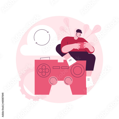 Cloud gaming abstract concept vector illustration. Gaming on demand, video and file streaming, cloud technology, various devices game, online platform, AI gaming solution abstract metaphor.