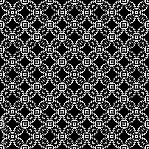 Black and white seamless pattern texture. Greyscale ornamental graphic design. Mosaic ornaments. Pattern template. Vector illustration. EPS10.