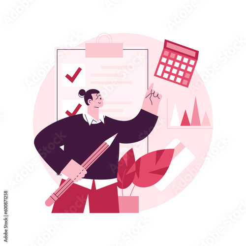 Doing your taxes abstract concept vector illustration. Personal income, refinance your debt, loan insurance, budget calculator, business accountant, financial audit, paperwork abstract metaphor.