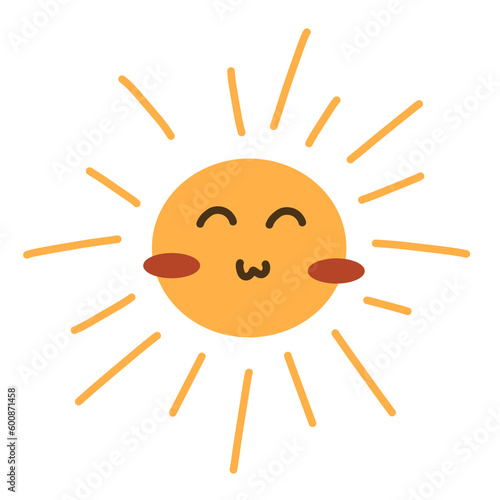 Cute sun doodle. Smiling sun illustration.handrawn sun.