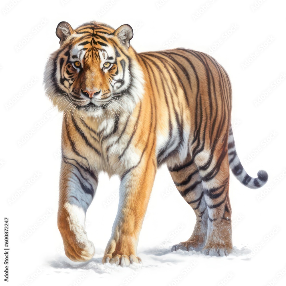 Tiger isolated on white background created with Generative AI