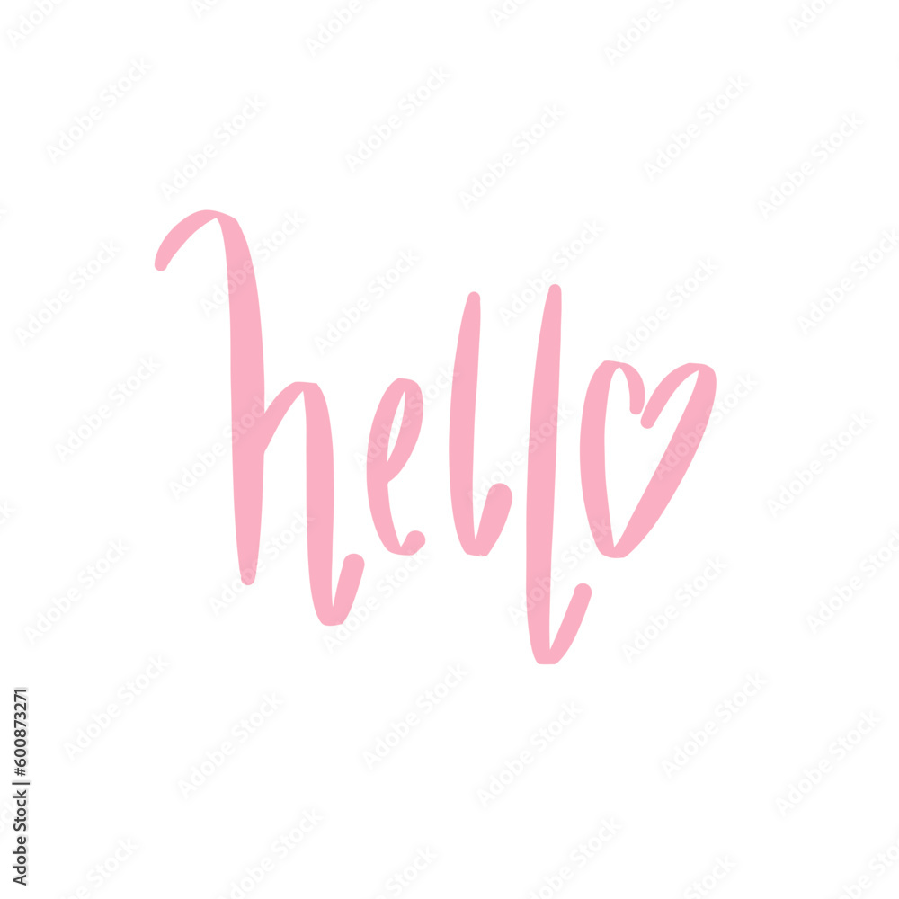 hello calligraphy hand written message txt font in pink on a transparent background