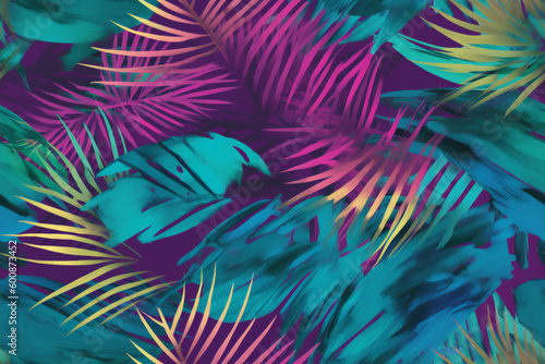 A daring statement-making pattern tropical pattern fuchsia background. Ai generated