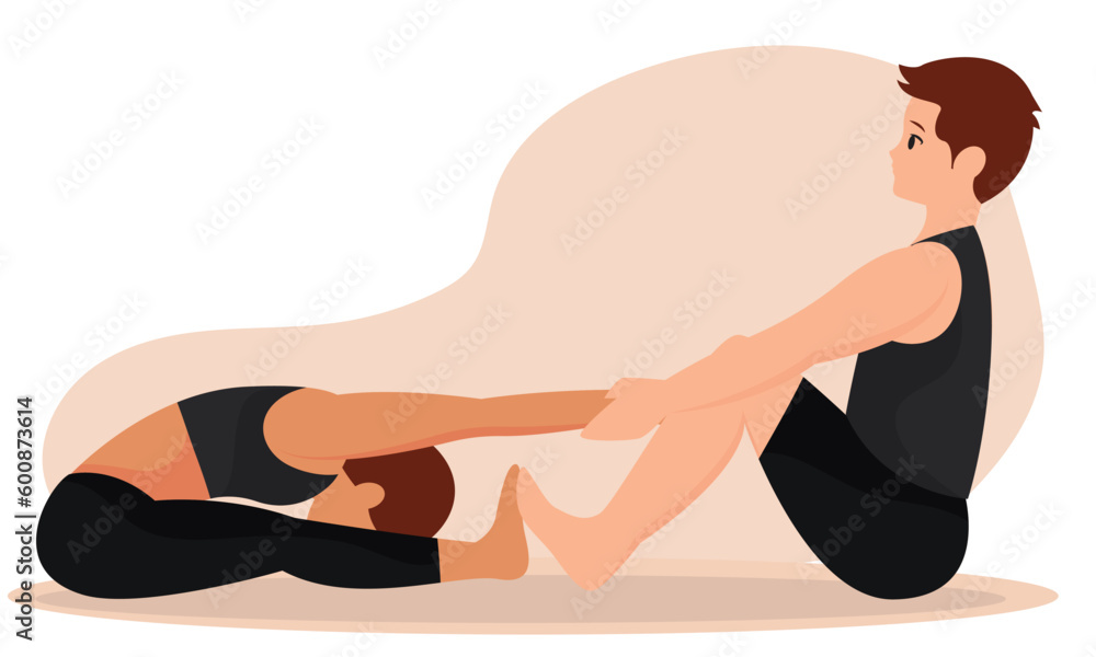 Isolated pair of people doing yoga exercises Vector Isolated pair of people doing yoga exercises Vector