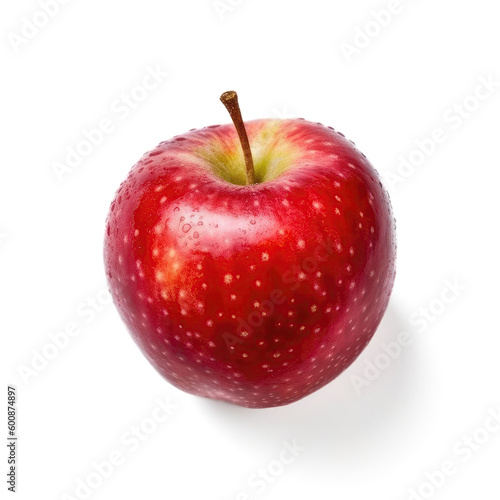 A vivid red Apple isolated on a white background, created by Generative AI 