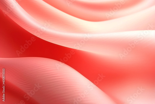 Delicate coral background for design. Silk satin with soft wavy folds. Generative Ai content