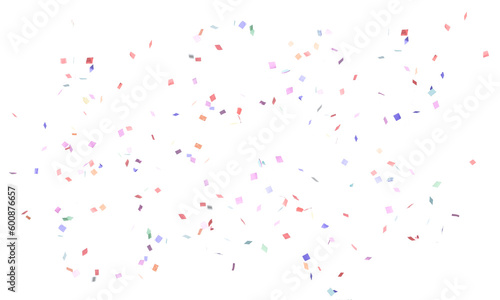 Rainbow color confetti falling down, PNG. Create birthday and party decoration concept. photo