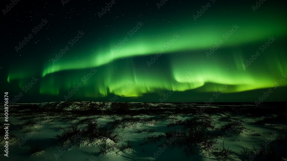  Northern lights on Lofoten islands, Norway. Starry sky with polar lights. Winter landscape, generative AI tools