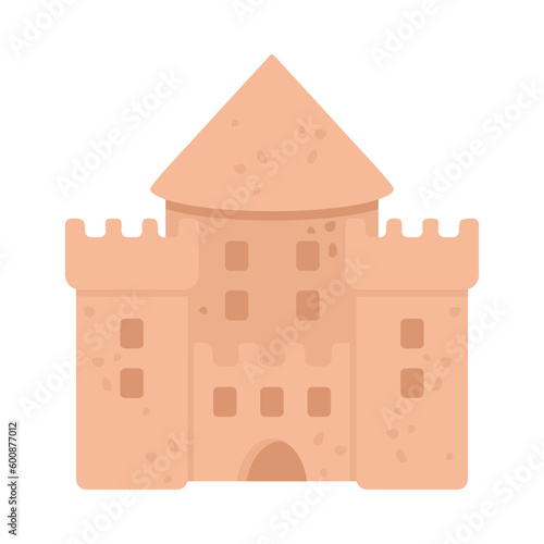 Beach sand castle with towers and windows cartoon vector illustration