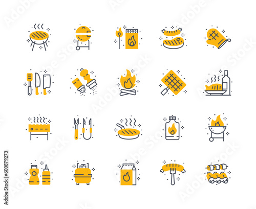 Barbecue icons color set