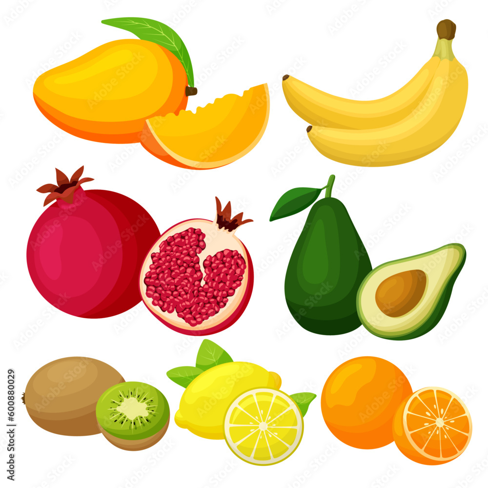 Citrus fruits, fresh fruit set, vector illustration. Citrus fruits, fresh fruit set, vector illustration.