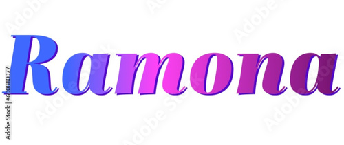 Ramona - pink and blue color - female name - ideal for websites, emails, presentations, greetings, banners, cards, books, t-shirt, sweatshirt, prints	
