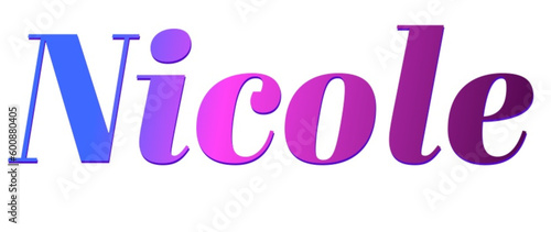 Nicole - pink and blue color - female name - ideal for websites, emails, presentations, greetings, banners, cards, books, t-shirt, sweatshirt, prints	
