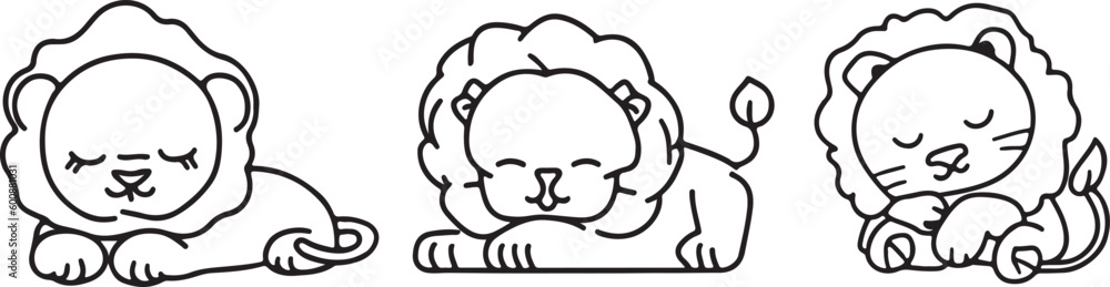 Cute Lions line art vector silhouette Cute Lions line art vector silhouette
