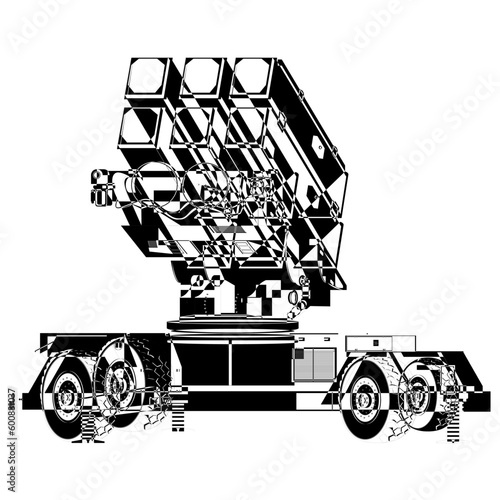 Anti - aircraft air defense system outline Aspide. Skyguard NASAMS. Patriot. Vector illustration isolated on white background.