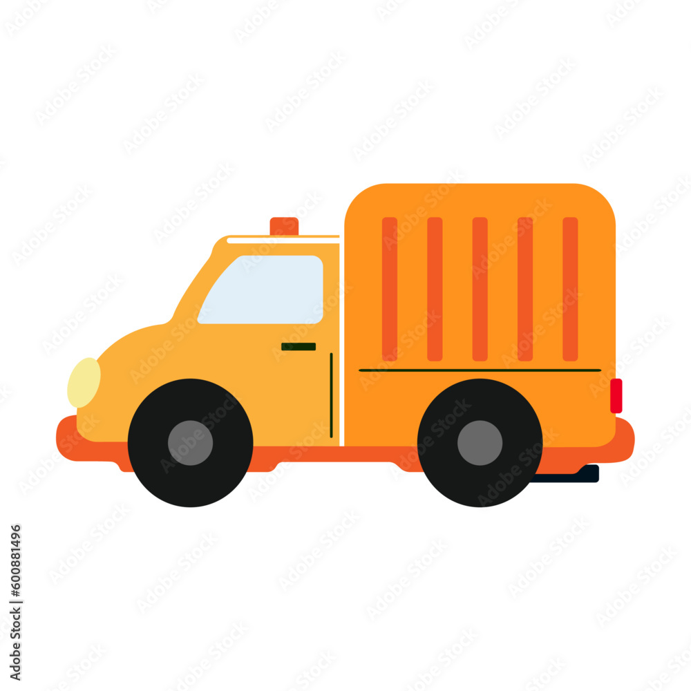 A picture of cartoon orange emergency car, cute flat vector illustration A picture of cartoon orange emergency car, cute flat vector illustration
