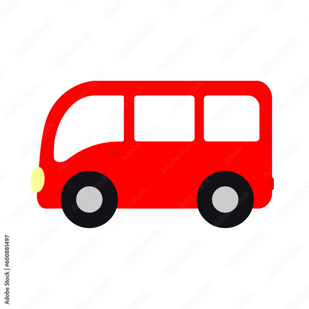 A picture of cartoon red bus, cute flat vector illustration