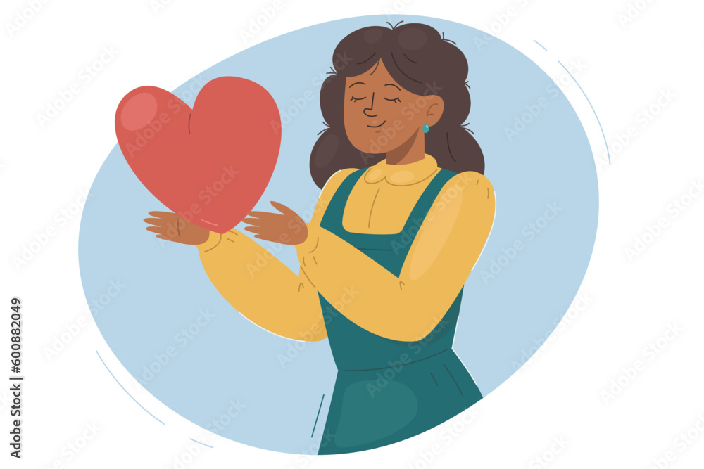 Empathy Illustration with Big Red Heart Empathy Illustration with Big Red Heart