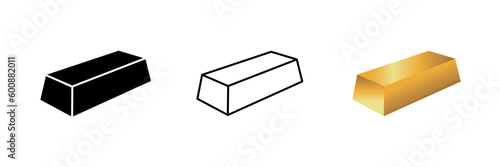 Gold bullion bar icon set. Gold bar in flat style. Vector illustration.