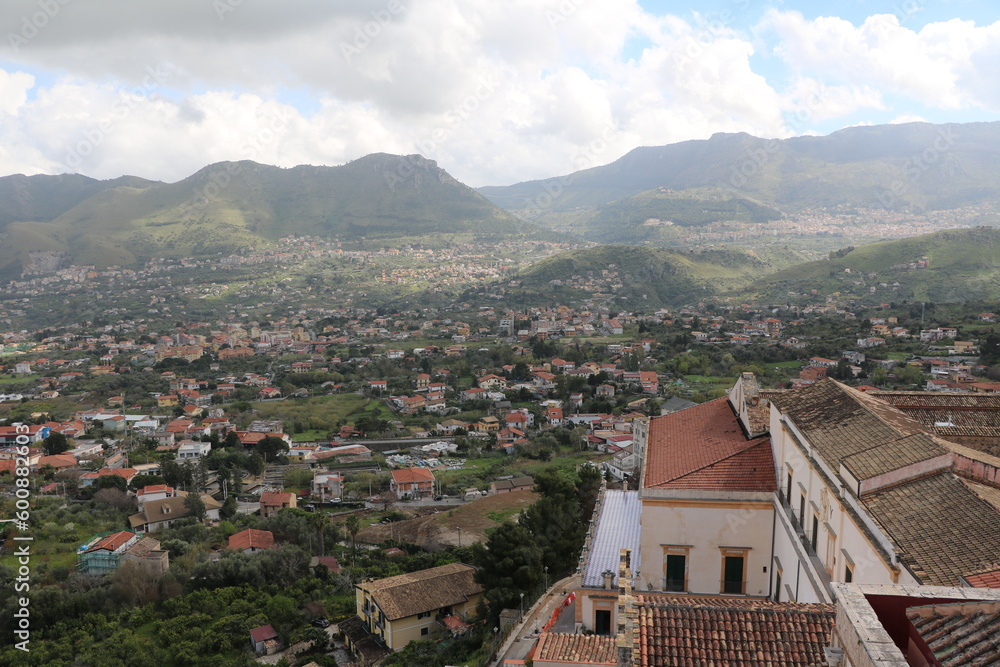 Panoramic view from Monreale to Palermo, Sicily Italy