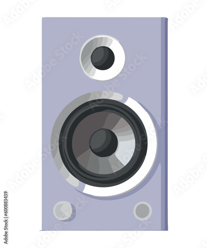 Modern stereo amplifier symbol, isolated studio