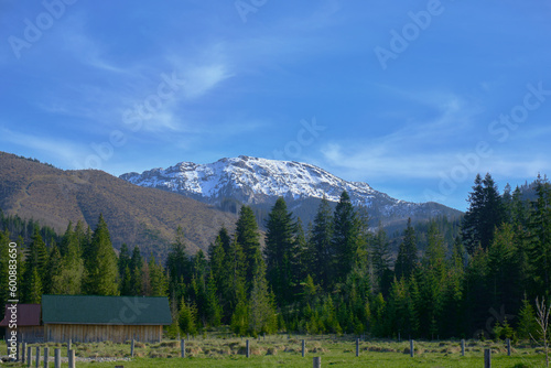 Panorama of snowy Tatra mountains in spring, south Poland