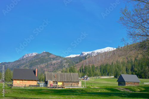 Panorama of snowy Tatra mountains in spring, south Poland