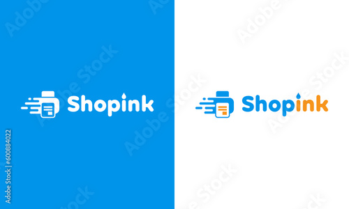pictogram logo printer in blue color