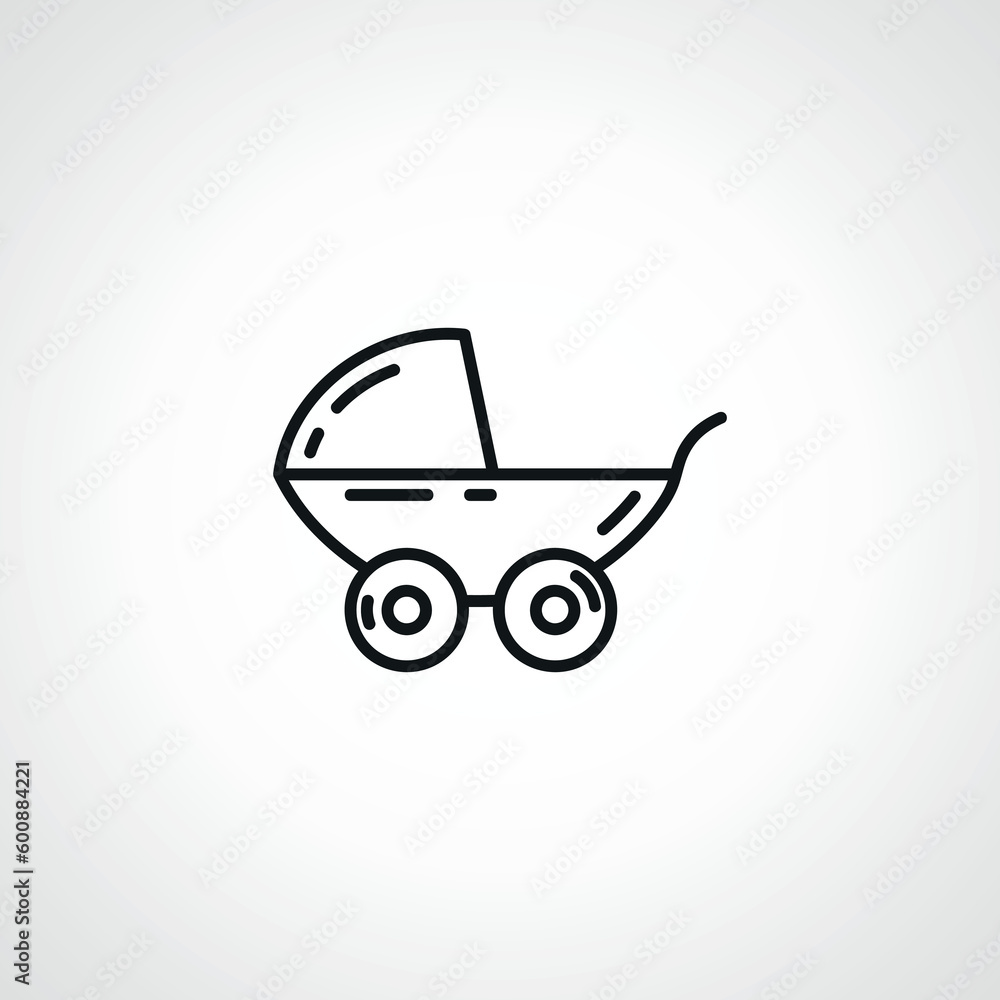Baby Pram Carriage line icon. stroller baby outline icon. Baby Pram Carriage line icon. stroller baby outline icon.