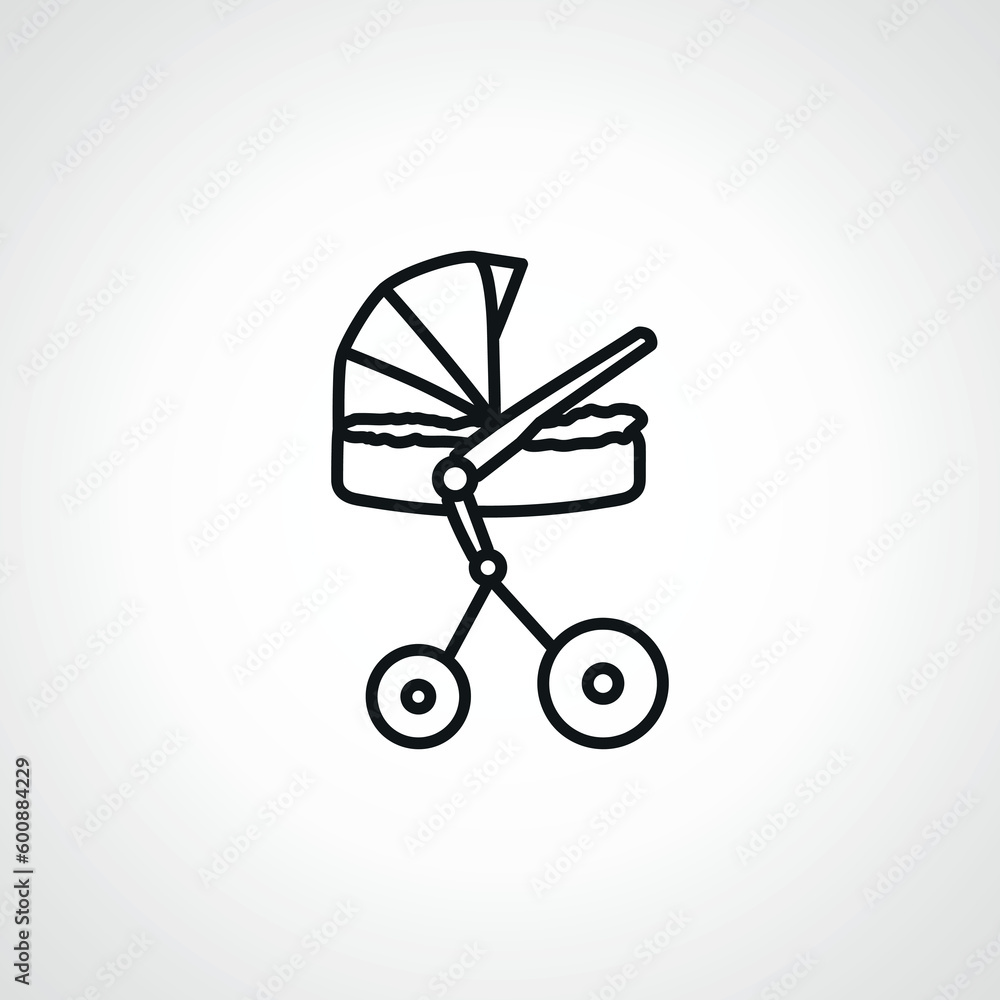 Baby Pram Carriage line icon. stroller baby outline icon. Baby Pram Carriage line icon. stroller baby outline icon.