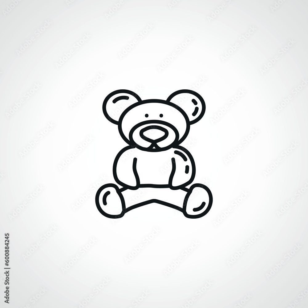 Teddy bear plush toy line icon. Teddy bear outline icon.