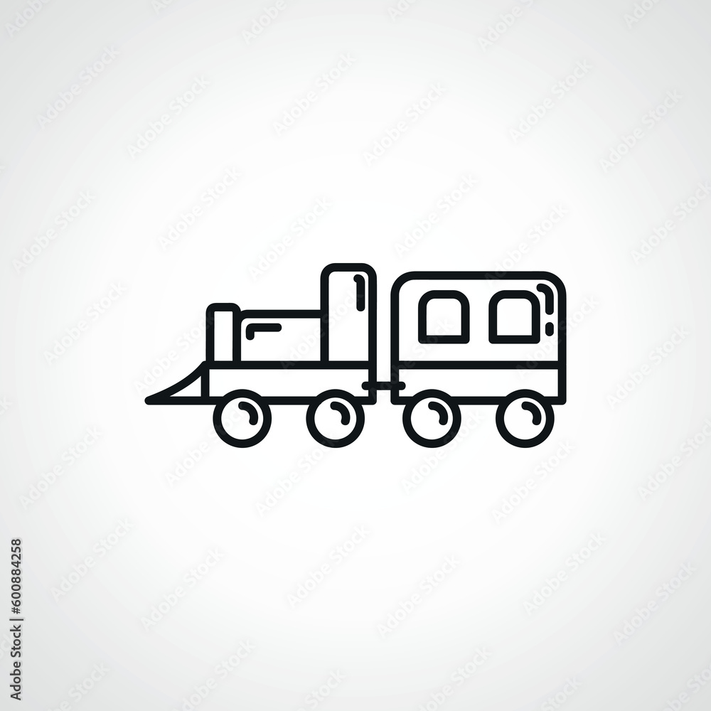 Train toy line icon. Train toy outline icon.