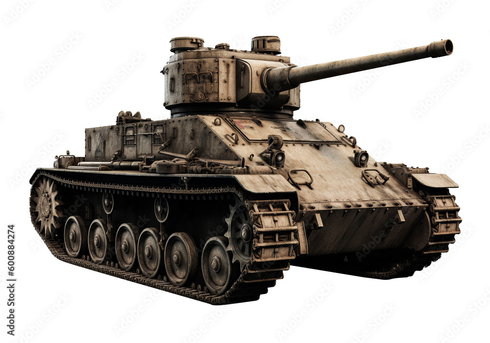 War tank in transparent background. Generative AI. War tank in transparent background. Generative AI.