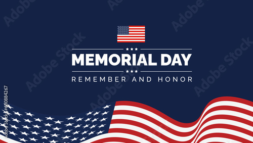 Happy Memorial Day Background or banner design template Vector Illustration. Remember and Honor.  National American holiday illustration. Vector Memorial day greeting card or background design.