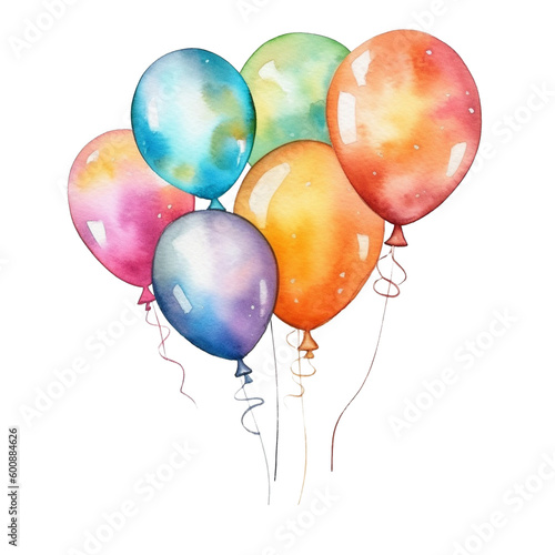 Fotografia single colorful balloons in watercolor style