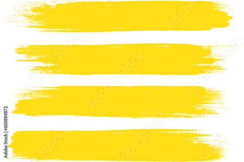 Yellow brush stroke set isolated on background. Paint brush stroke vector for ink paint, grunge design element, dirt banner, watercolor design, dirty texture. Trendy brush stroke, vector illustration