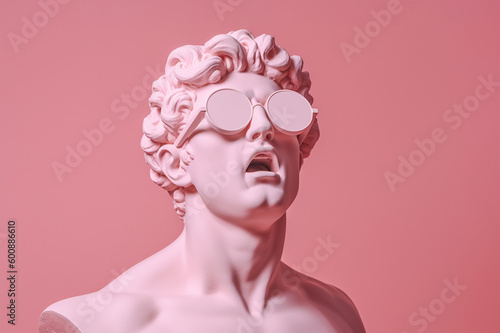 Ancient bust of a man in sunglasses.