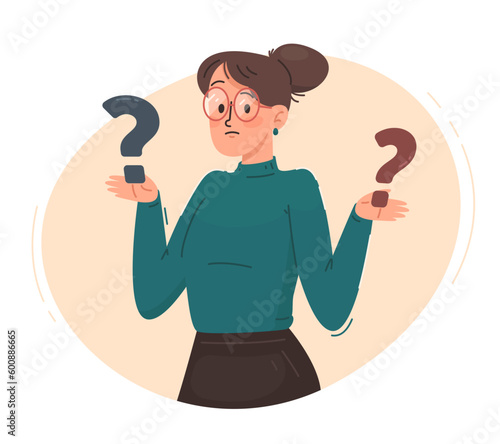 Young Woman Having to Make a Decision Illustration